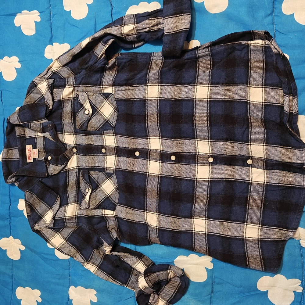 Mossimo Supply Co. Blue & White Plaid Button-Down Shirt